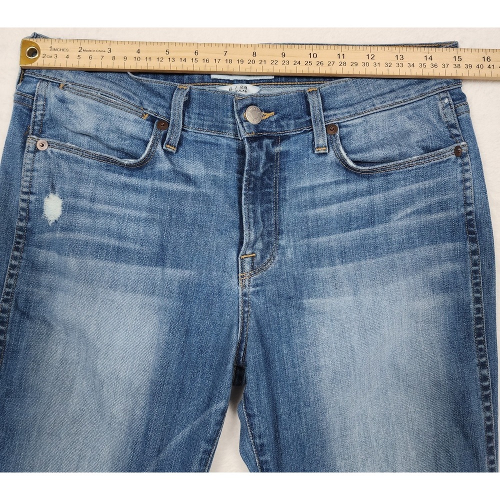 Lucky Brand Charlotte Rail Jeans Womens 6 28 Blue White Oak Distressed USA - Picture 6 of 13